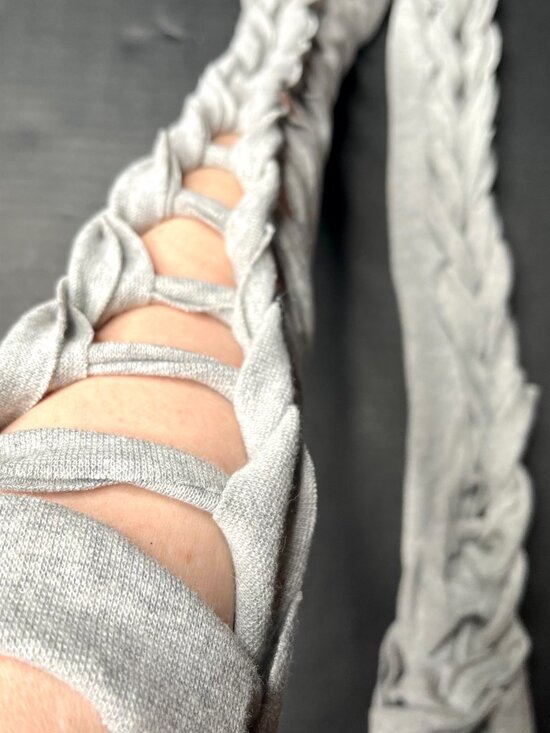 Alien Cosplay Costume White Reptile Gloves Post Apocalyptic  Long Lace Up Gloves Gray Cotton Arm Warmers Sleeves Cut Out Apocalypse Costume